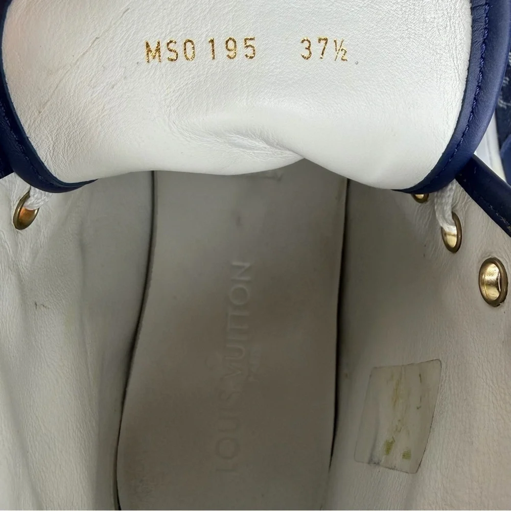 Louis Vuitton Navy and White Monogram Sneakers Size 37.5 - Picture 7 of 11